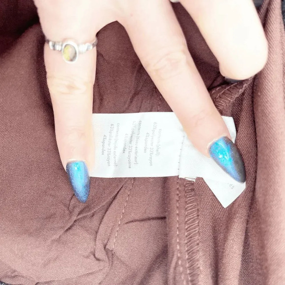 NWT WeWoreWhat Low Rise V Wide Leg Pants Women's Size M Brown Ribbed Waistband - Picture 4 of 5